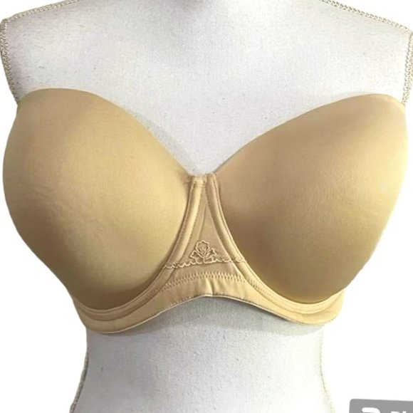 Strapless Underwire Beige Padded Bra - size 38H - Picture 10 of 13